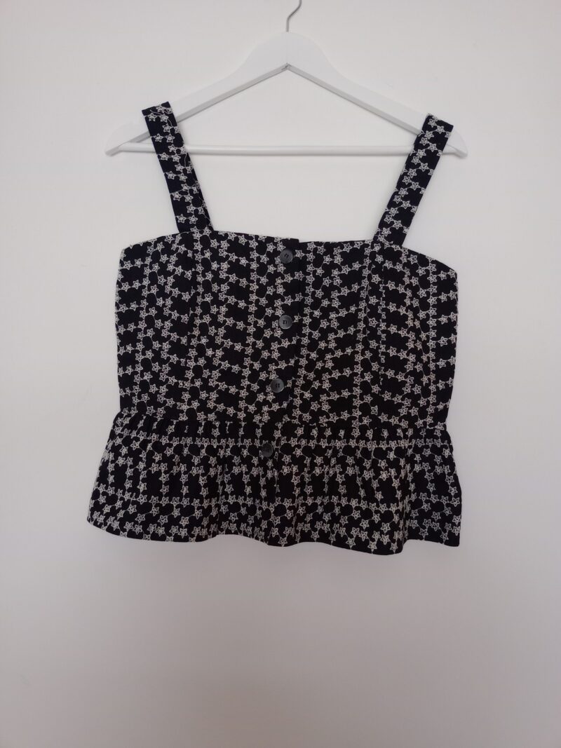 Top negro de broderie Laurence
